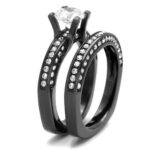 TK1175LJ - IP Light Black  (IP Gun) Stainless Steel Ring with AAA Grade CZ  in Clear