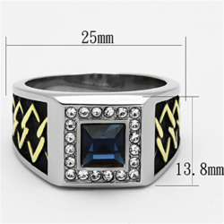 TK1180 - Two-Tone IP Gold (Ion Plating) Stainless Steel Ring with Top Grade Crystal  in Montana