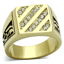 TK1189 - IP Gold(Ion Plating) Stainless Steel Ring with Top Grade Crystal  in Clear