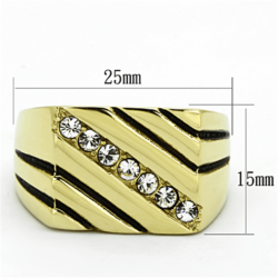 TK1190 - IP Gold(Ion Plating) Stainless Steel Ring with Top Grade Crystal  in Clear