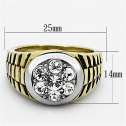 TK1191 - Two-Tone IP Gold (Ion Plating) Stainless Steel Ring with Top Grade Crystal  in Clear