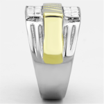 TK1193 - Two-Tone IP Gold (Ion Plating) Stainless Steel Ring with Top Grade Crystal  in Clear