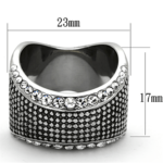 TK1198 - High polished (no plating) Stainless Steel Ring with Top Grade Crystal  in Clear