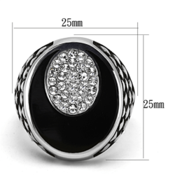 TK1200 - High polished (no plating) Stainless Steel Ring with Top Grade Crystal  in Clear