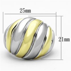 TK1219 - Two-Tone IP Gold (Ion Plating) Stainless Steel Ring with No Stone