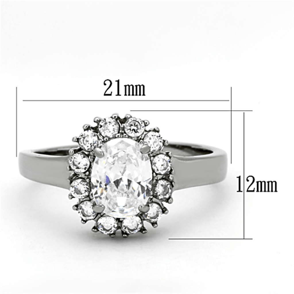 TK1223 - High polished (no plating) Stainless Steel Ring with AAA Grade CZ  in Clear