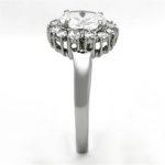 TK1223 - High polished (no plating) Stainless Steel Ring with AAA Grade CZ  in Clear