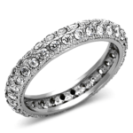 TK1225 - High polished (no plating) Stainless Steel Ring with AAA Grade CZ  in Clear