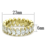 TK1234 - IP Gold(Ion Plating) Stainless Steel Ring with AAA Grade CZ  in Clear