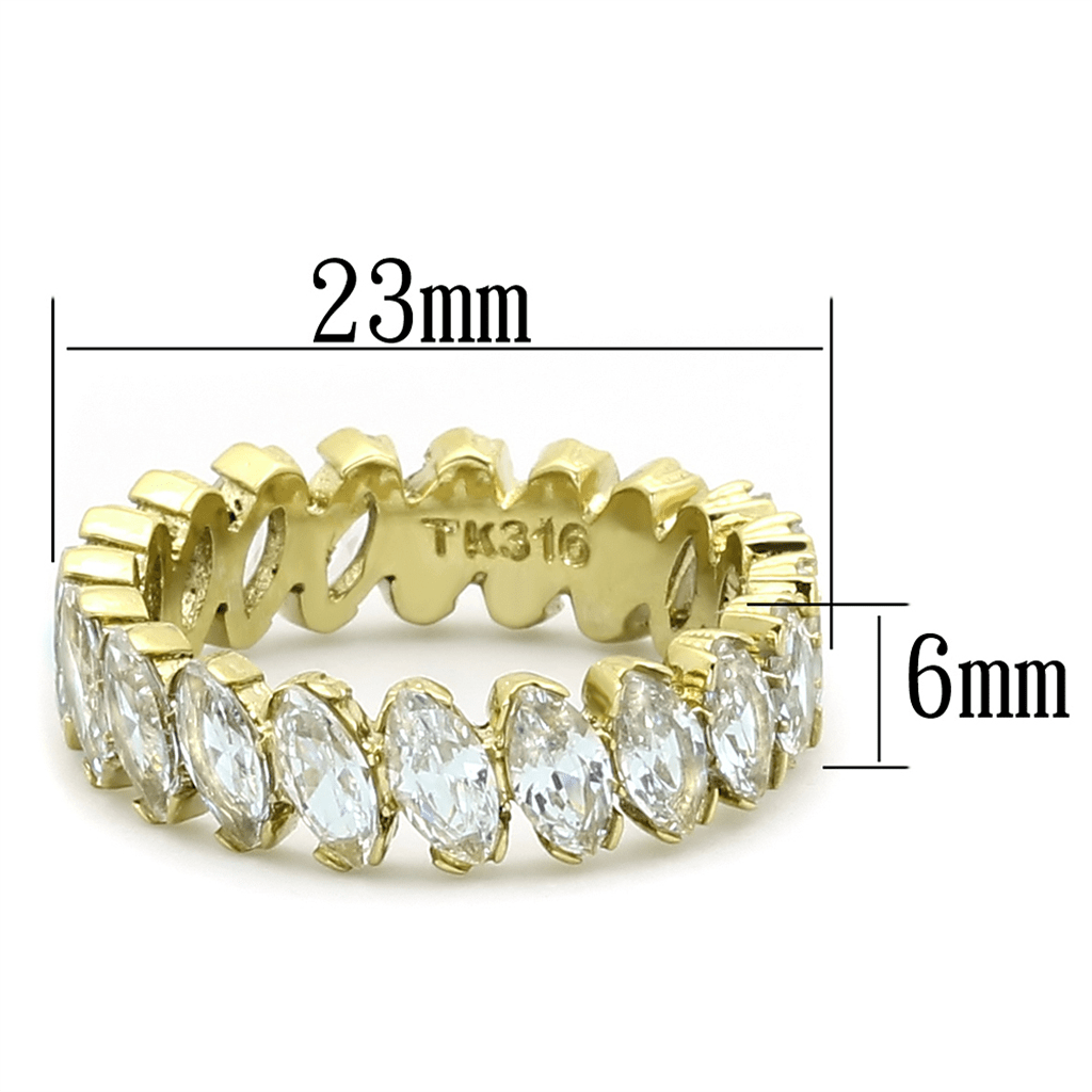 TK1234 - IP Gold(Ion Plating) Stainless Steel Ring with AAA Grade CZ  in Clear