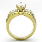 TK1235 - IP Gold(Ion Plating) Stainless Steel Ring with AAA Grade CZ  in Clear