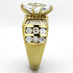 TK1235 - IP Gold(Ion Plating) Stainless Steel Ring with AAA Grade CZ  in Clear