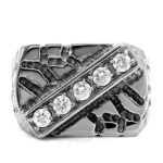 TK124 - High polished (no plating) Stainless Steel Ring with AAA Grade CZ  in Clear