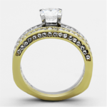 TK1284 - Two-Tone IP Gold (Ion Plating) Stainless Steel Ring with AAA Grade CZ  in Clear