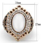 TK1286 - IP Rose Gold(Ion Plating) Stainless Steel Ring with Synthetic Cat Eye in White