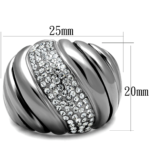 TK1304 - High polished (no plating) Stainless Steel Ring with Top Grade Crystal  in Clear