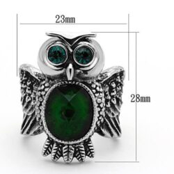 TK1312 - High polished (no plating) Stainless Steel Ring with Synthetic Synthetic Glass in Emerald