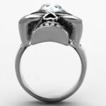 TK1313 - High polished (no plating) Stainless Steel Ring with Top Grade Crystal  in Clear