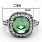 TK1317 - High polished (no plating) Stainless Steel Ring with Top Grade Crystal  in Emerald