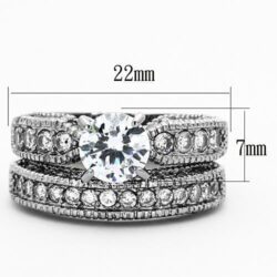 TK1318 - High polished (no plating) Stainless Steel Ring with AAA Grade CZ  in Clear