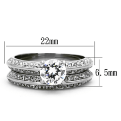 TK1320 - High polished (no plating) Stainless Steel Ring with AAA Grade CZ  in Clear