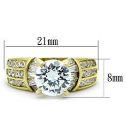 TK1323 - IP Gold(Ion Plating) Stainless Steel Ring with AAA Grade CZ  in Clear