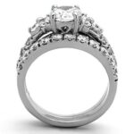 TK1331 - High polished (no plating) Stainless Steel Ring with AAA Grade CZ  in Clear