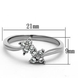 TK1333 - High polished (no plating) Stainless Steel Ring with AAA Grade CZ  in Clear