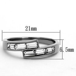 TK1335 - High polished (no plating) Stainless Steel Ring with Top Grade Crystal  in Clear