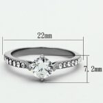 TK1339 - High polished (no plating) Stainless Steel Ring with AAA Grade CZ  in Clear