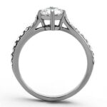 TK1339 - High polished (no plating) Stainless Steel Ring with AAA Grade CZ  in Clear