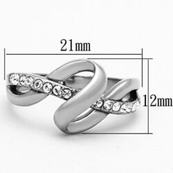 TK1341 - High polished (no plating) Stainless Steel Ring with Top Grade Crystal  in Clear