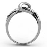 TK1341 - High polished (no plating) Stainless Steel Ring with Top Grade Crystal  in Clear