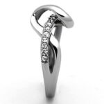 TK1341 - High polished (no plating) Stainless Steel Ring with Top Grade Crystal  in Clear