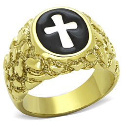 TK1358 - Two-Tone IP Gold (Ion Plating) Stainless Steel Ring with No Stone