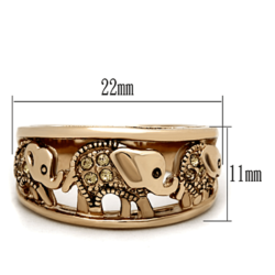 TK1380 - IP Rose Gold(Ion Plating) Stainless Steel Ring with Top Grade Crystal  in Citrine Yellow