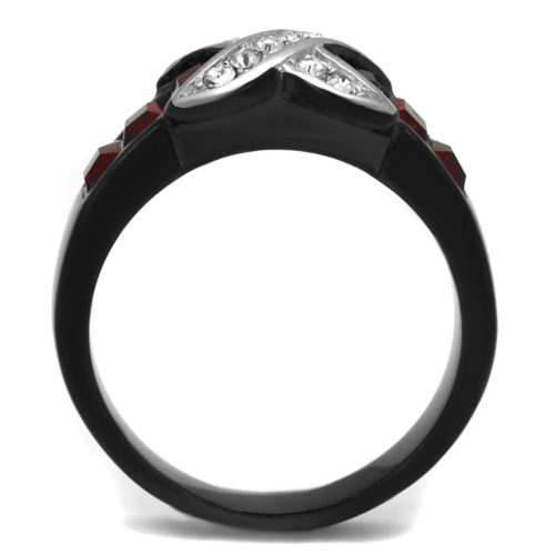 TK1388J - Two-Tone IP Black Stainless Steel Ring with Top Grade Crystal  in Siam