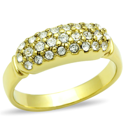 TK1389 - IP Gold(Ion Plating) Stainless Steel Ring with Top Grade Crystal  in Clear