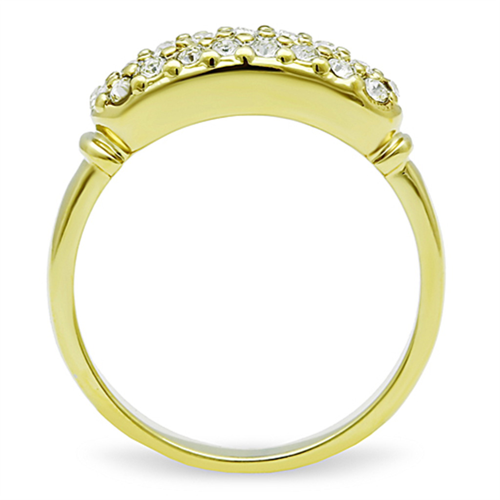 TK1389 - IP Gold(Ion Plating) Stainless Steel Ring with Top Grade Crystal  in Clear