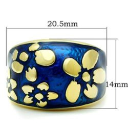 TK1399 - IP Gold(Ion Plating) Stainless Steel Ring with Epoxy  in Capri Blue