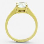 TK1405 - IP Gold(Ion Plating) Stainless Steel Ring with AAA Grade CZ  in Clear