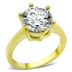 TK1407 - IP Gold(Ion Plating) Stainless Steel Ring with AAA Grade CZ  in Clear