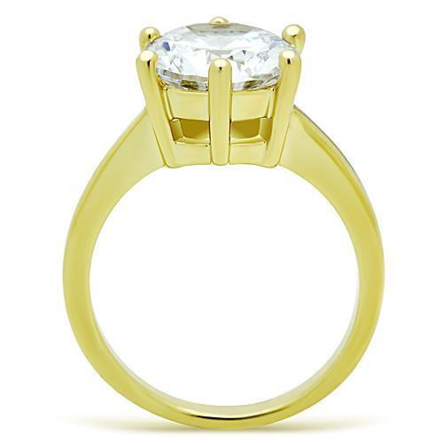 TK1407 - IP Gold(Ion Plating) Stainless Steel Ring with AAA Grade CZ  in Clear