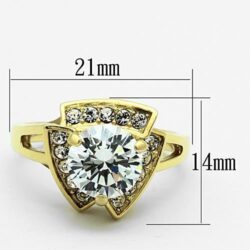 TK1412 - IP Gold(Ion Plating) Stainless Steel Ring with AAA Grade CZ  in Clear