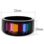 TK1415J - IP Black(Ion Plating) Stainless Steel Ring with Top Grade Crystal  in Multi Color