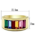 TK1415 - IP Gold(Ion Plating) Stainless Steel Ring with Top Grade Crystal  in Multi Color