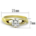 TK1416 - IP Gold(Ion Plating) Stainless Steel Ring with AAA Grade CZ  in Clear