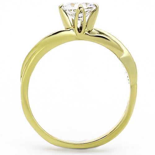 TK1416 - IP Gold(Ion Plating) Stainless Steel Ring with AAA Grade CZ  in Clear