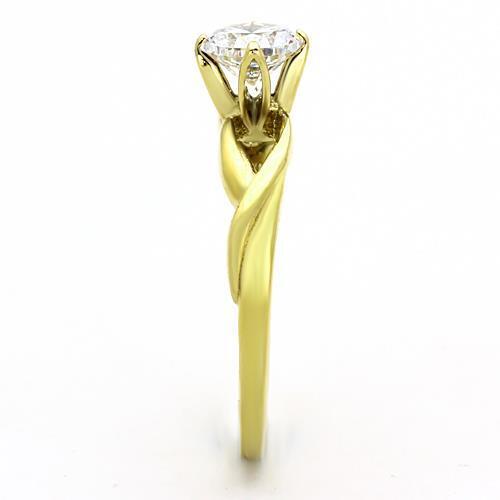 TK1416 - IP Gold(Ion Plating) Stainless Steel Ring with AAA Grade CZ  in Clear