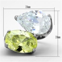 TK1424 - High polished (no plating) Stainless Steel Ring with AAA Grade CZ  in Apple Green color